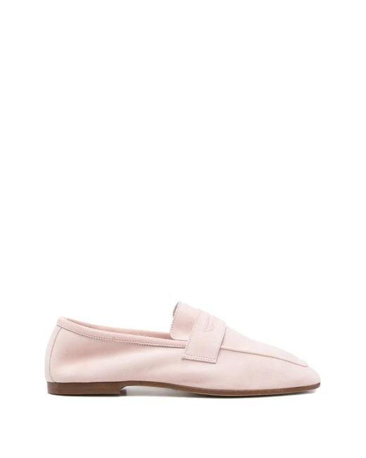 SOPHIQUE Pink Square-Toe Penny-Slot Loafers