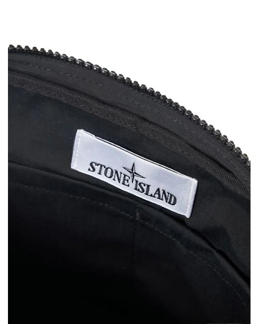Stone Island Black Two-Tone Patch Shoulder Bag for men