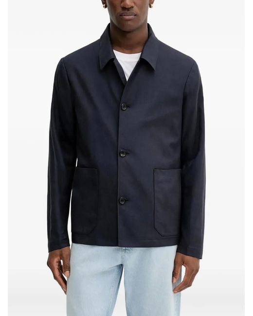 Paul Smith Blue Buttoned Patch-Pocket Overshirt for men
