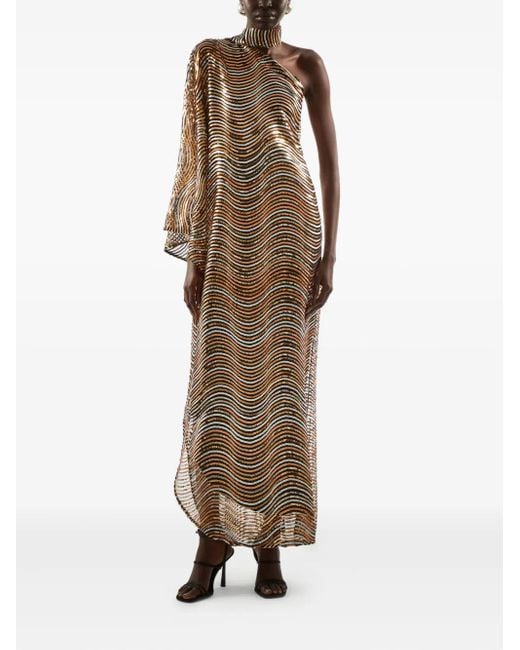 ‎Taller Marmo Metallic Glaum One-Shoulder Midi Dress