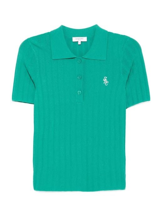 Sporty & Rich Green Src Ribbed Polo Top