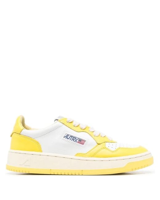 Autry Yellow Medalist Low-top Leather Trainers