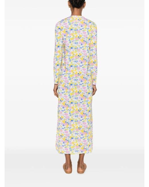 Caliban White Floral-Print Long-Sleeve Dress