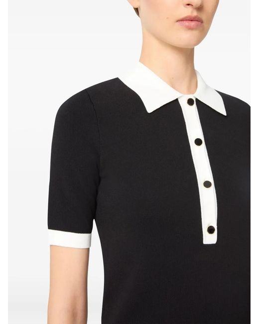 Nina Ricci Black Bi-Colour Buttoned Polo Top
