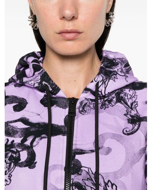 Versace Purple Baroccoflage-print Zip-up Hoodie