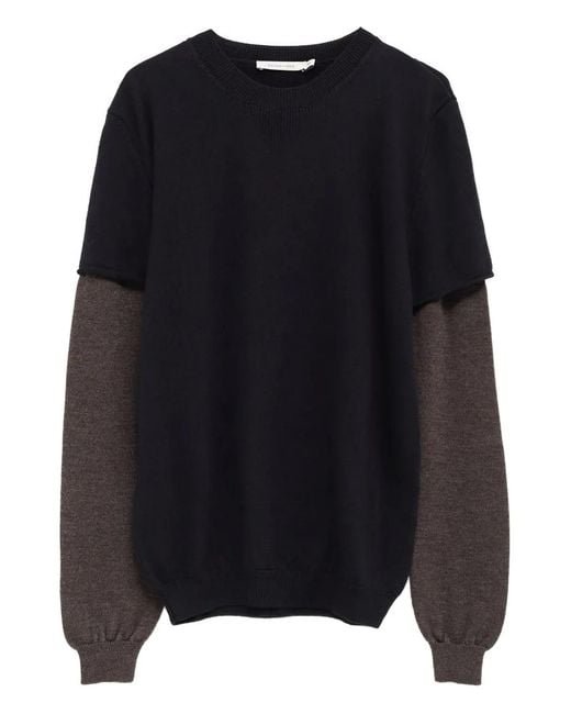 Paloma Wool Black Cobre Layered-Sleeve Sweater for men