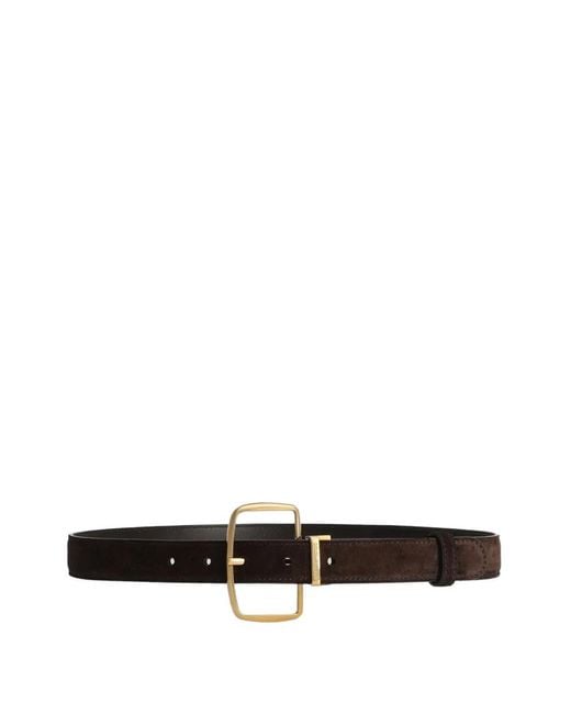Dolce & Gabbana White Buckle Suede Belt