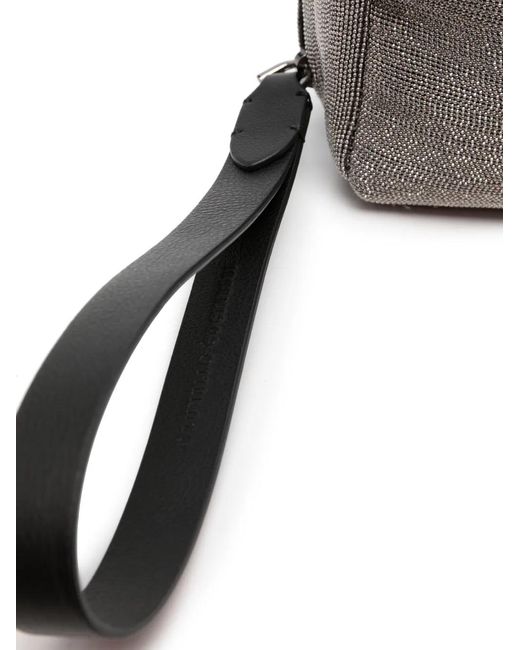 Brunello Cucinelli Gray Precious Monili Bead-Embellished Clutch