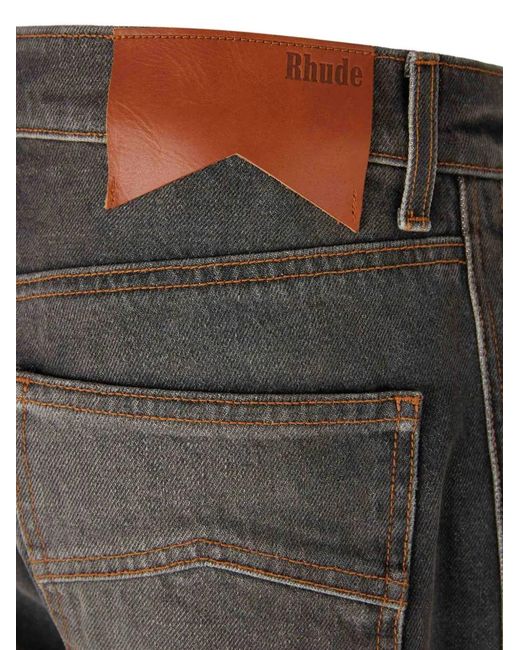 Rhude Gray Belt-Loop Button-Fastening Jeans for men