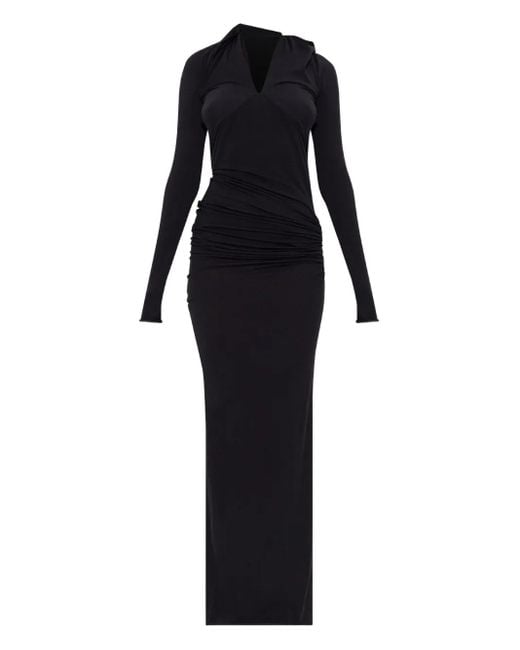 Entire studios Black Draped cowl-neck maxi dress
