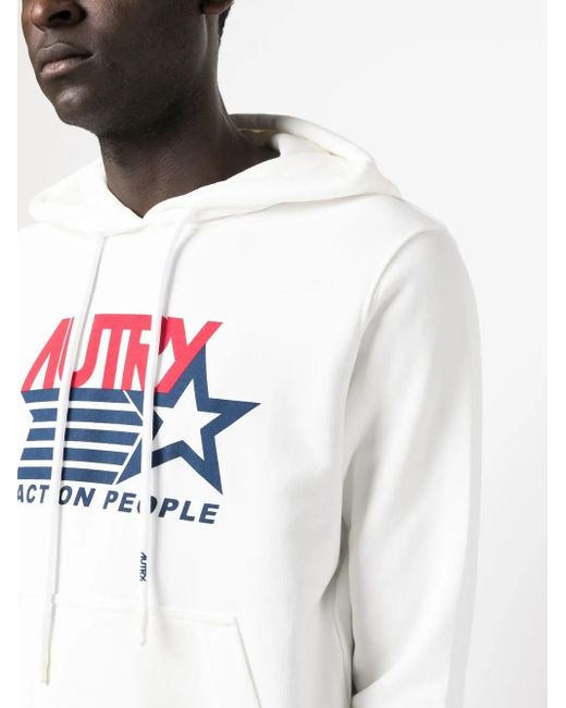 Autry White Drawstring Hoodie for men
