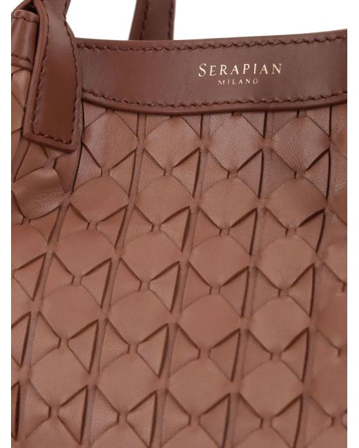 Serapian Brown Mosaico Mini Tote Bag