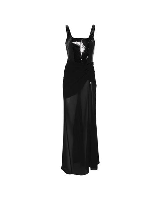 Patrizia Pepe Black Sequin-Bustier Maxi Dress