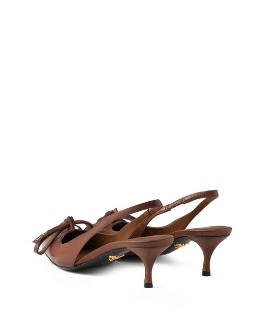 Prada Brown Bow Slingback Pumps