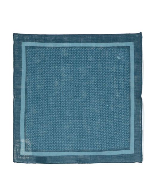 Corneliani Blue Graphic-print Linen Handkerchief for men