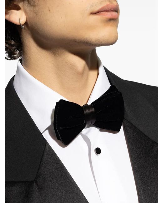 Giorgio Armani Black Hook-Fastening Velvet Bow Tie for men