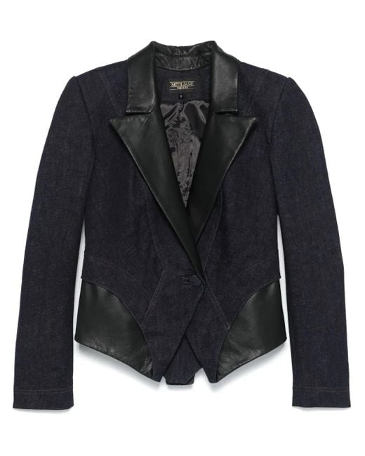 MITILIANE COUTURE Black Leather-Inserts Blazer