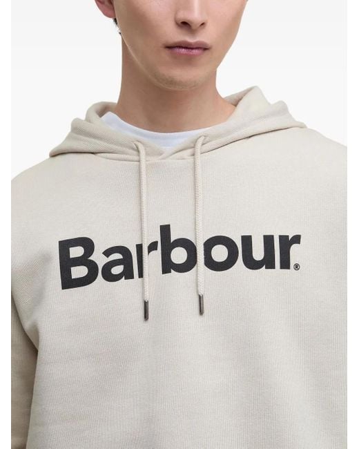 Barbour Gray Logo-Print Cotton Hoodie for men