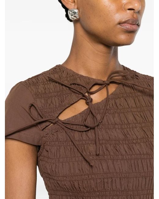 Damson Madder Brown Ebba Shirred Midi Dress