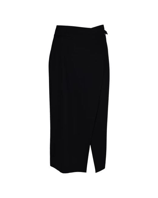 St. Agni Black Tailored Wrap Midi Skirt