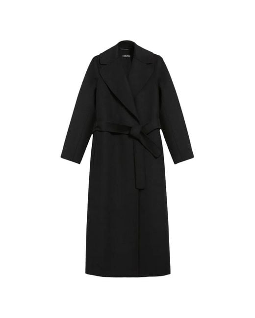 Max Mara Black Poldo Belted Wrap Coat