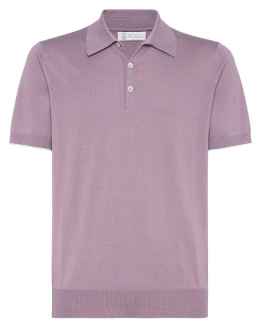 メンズ Brunello Cucinelli コットン ポロシャツ Purple