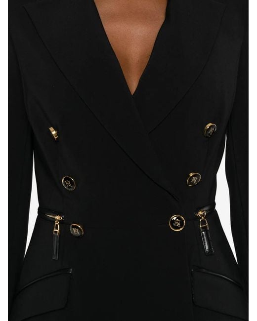 Elisabetta Franchi Black Double-Breasted Crepe Blazer