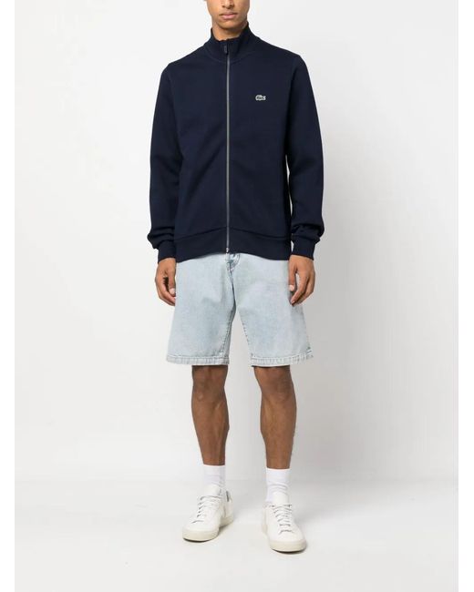 Lacoste Blue High-Neck Zip-Fastening Sweatshirt for men