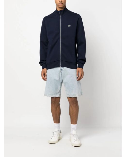 Lacoste Blue High-Neck Zip-Fastening Sweatshirt for men