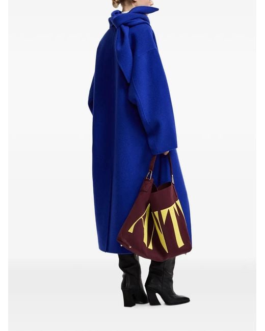 Essentiel Antwerp Blue Double-Breasted Oversized Coat