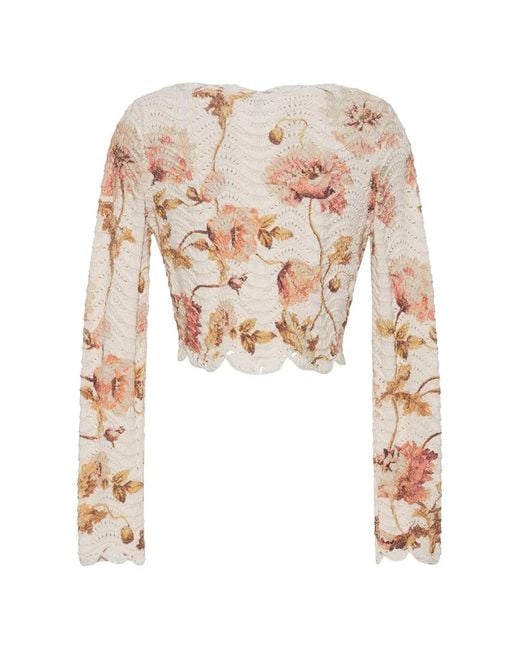 Cara Cara White Sally Floral-Pattern Cardigan