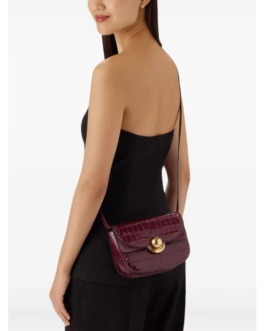 Furla Purple Sfera Crocodile-Embossed Dome Satchel