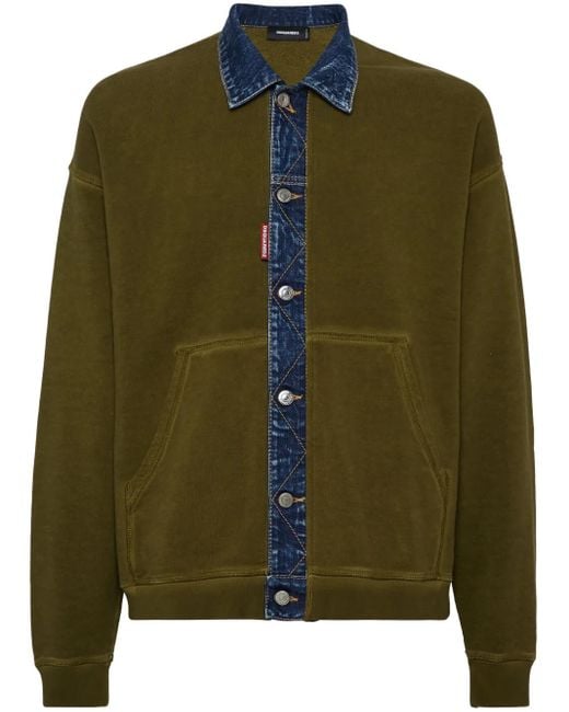 DSquared² Green Button-Down Sweatshirt for men