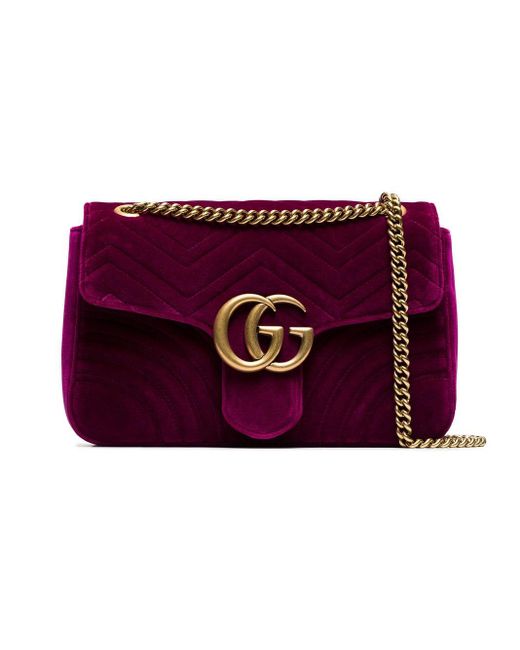 Gucci Pink Fuchsia Marmont Medium Velvet Quilted Bag