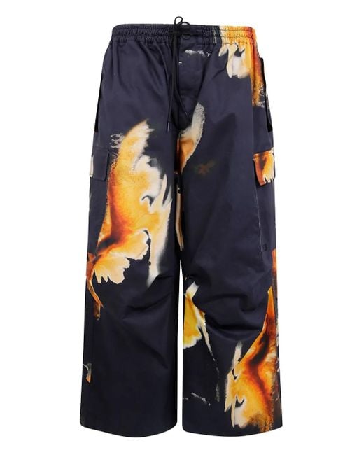 Y-3 Blue Abstract-Pattern Trousers