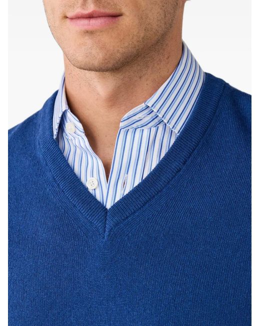 Hackett Blue V-Neck Elbow-Patch Knit for men