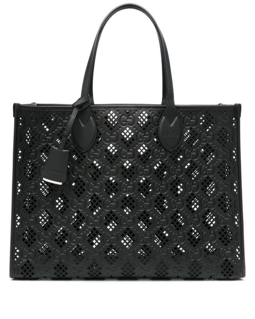 Gucci Black Ophidia Perforated Tote Bag