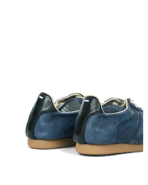 Maison Margiela Blue Replica Calf Leather Sneakers