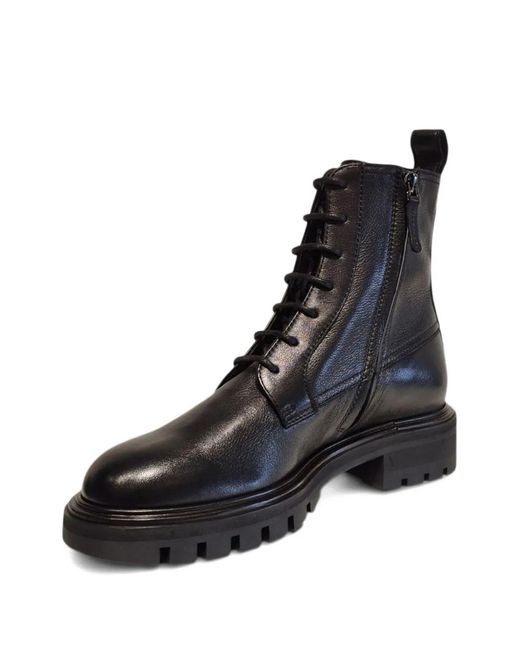 Henderson Black Lace-Up Leather Boots