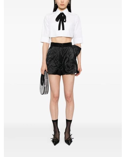 MSGM Black Bow-Embellished Shorts