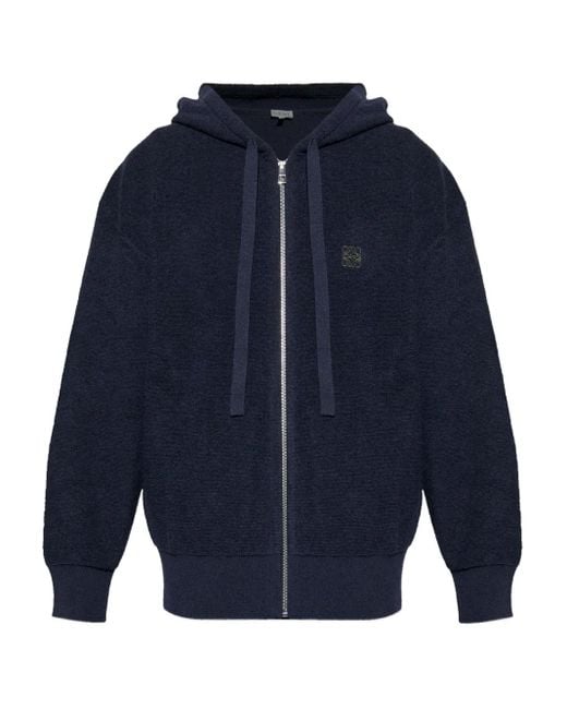 Loewe Blue Logo-Embroidered Hoodie for men