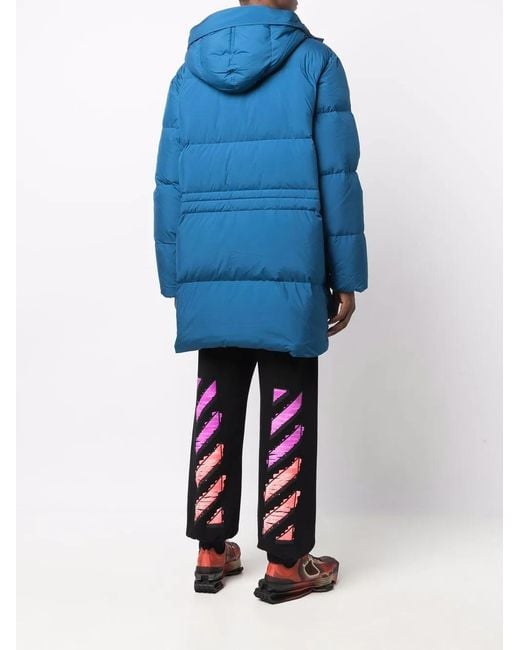 KENZO Blue Padded Hooded Coat for men