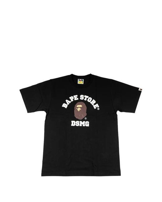 A Bathing Ape Black Logo-Print Cotton T-Shirt for men