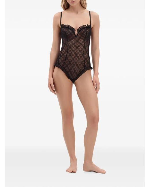 Eres Gray Chantilly Lace Bodysuit
