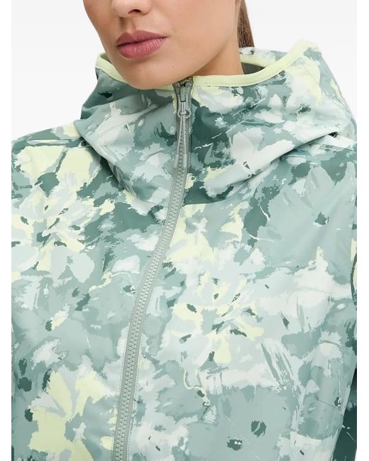Helly Hansen Green Floral-Print Hooded Jacket