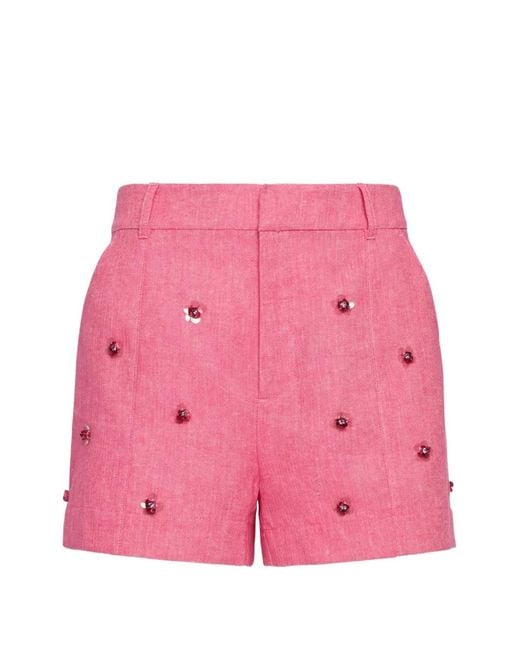 Cinq À Sept Pink Wildflower Paillette Shorts