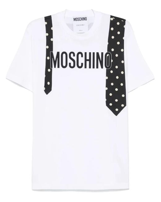 T-Shirt À Logo Imprimé Moschino pour homme en coloris White