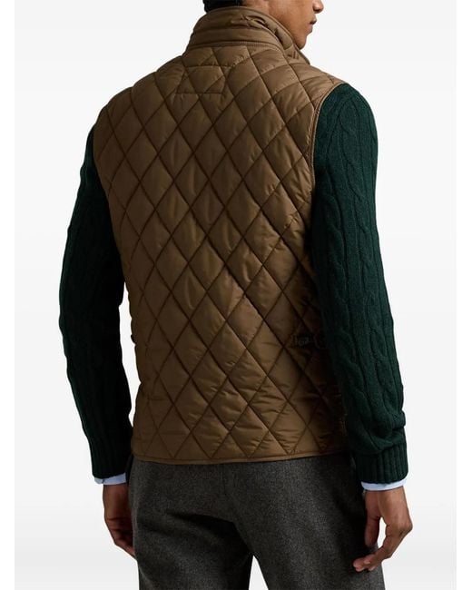 Polo Ralph Lauren Brown Quilted Sleeveless Vest for men