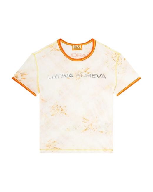 DIESEL White T-Shirt With Latina Foreva Print