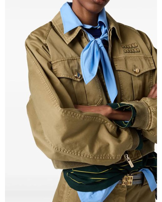 Miu Miu Brown Stückgefärbte Bomberjacke